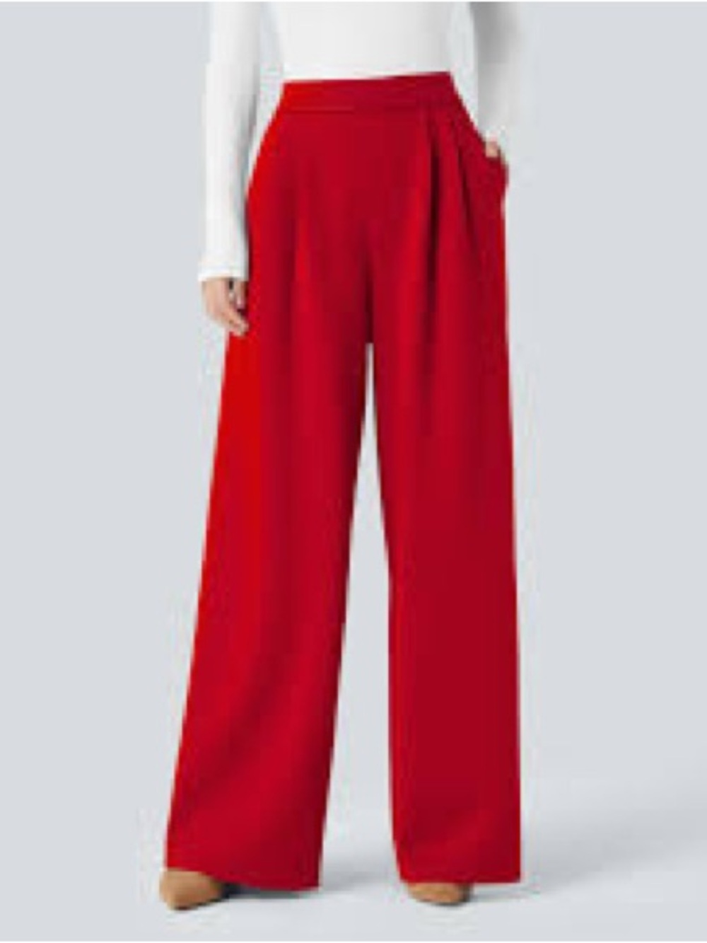 HALARA Flex High Waisted Wide Leg Pleated Work Pants Red Size L Great Condition